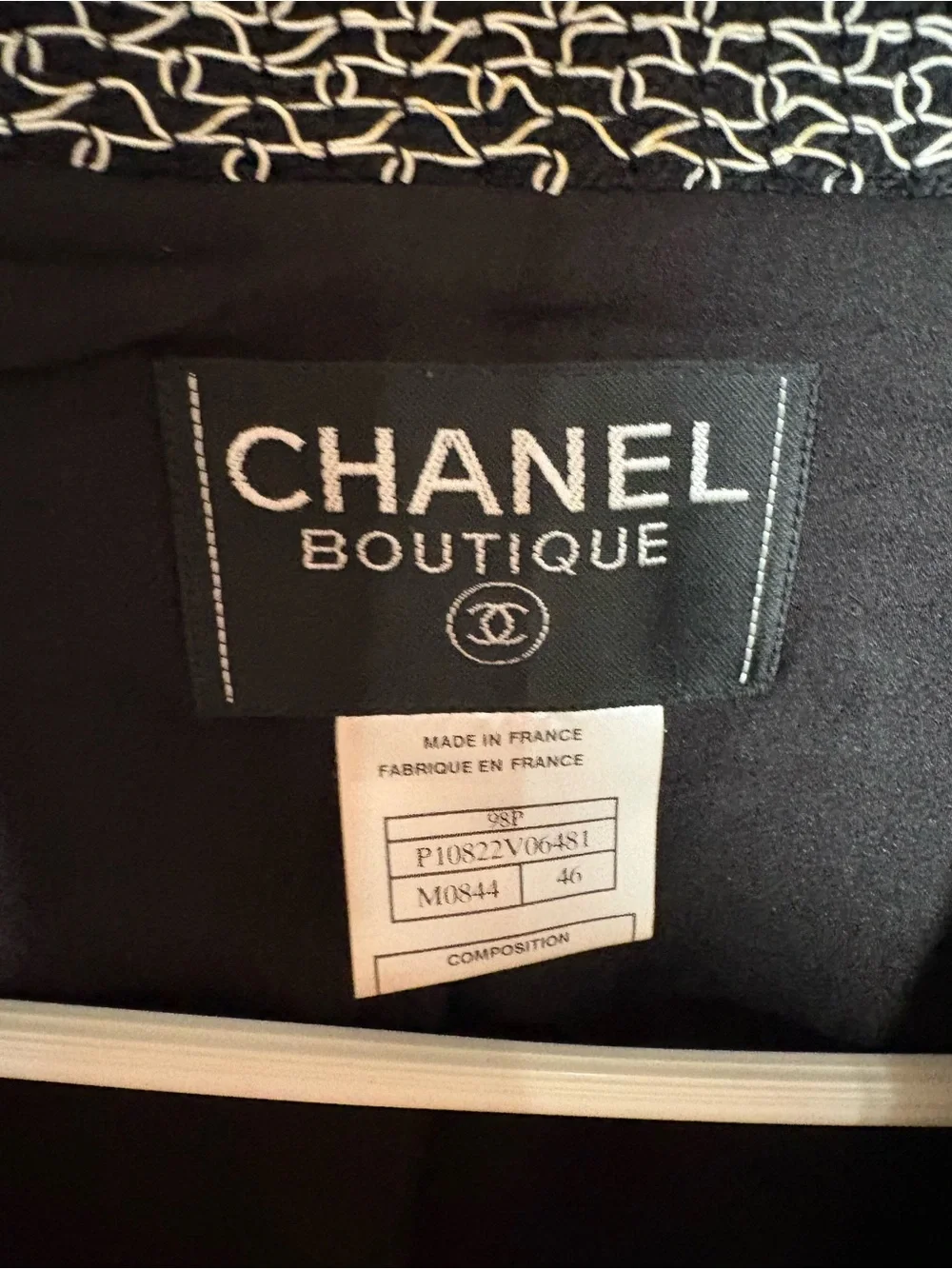 CHANEL Black and White Textured Open Jacket